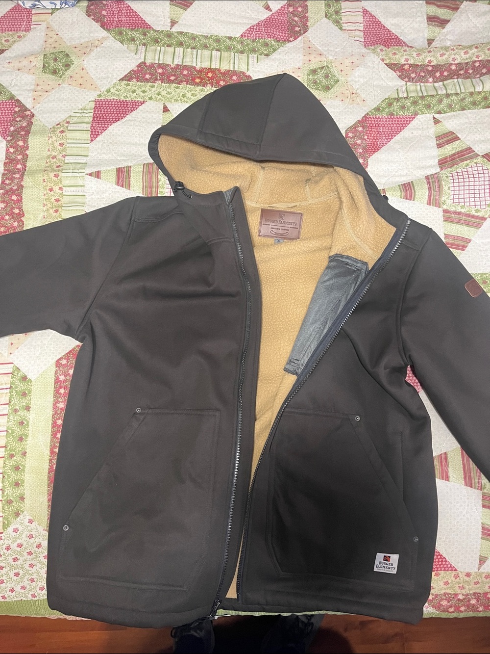 Men's Hooded Sherpa-Lined Performance Jacket - Dark Brown